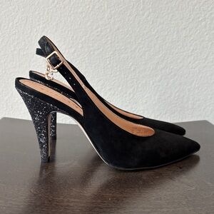 Coach Black and Glitter Slingback Heels